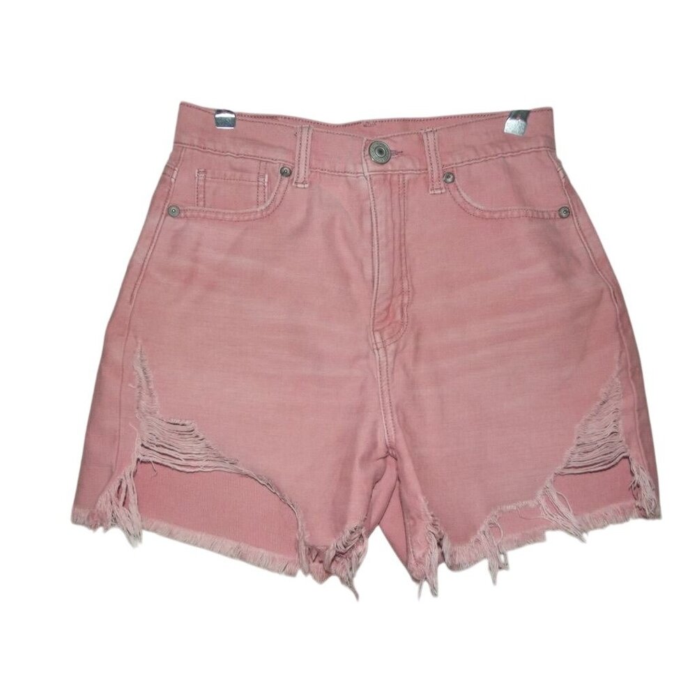 American Eagle Shorts Sz 0 x 3.5" Pink Highest Rise Mom Cut Off Denim high jean